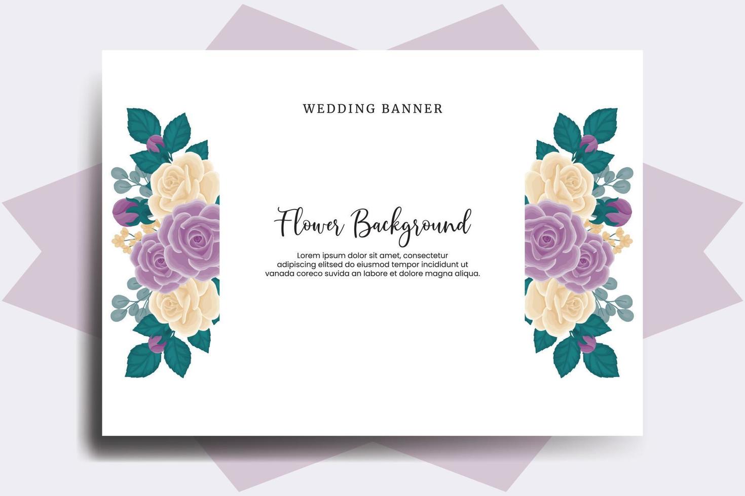 Wedding banner flower background, Digital watercolor hand drawn Rose Flower design Template vector