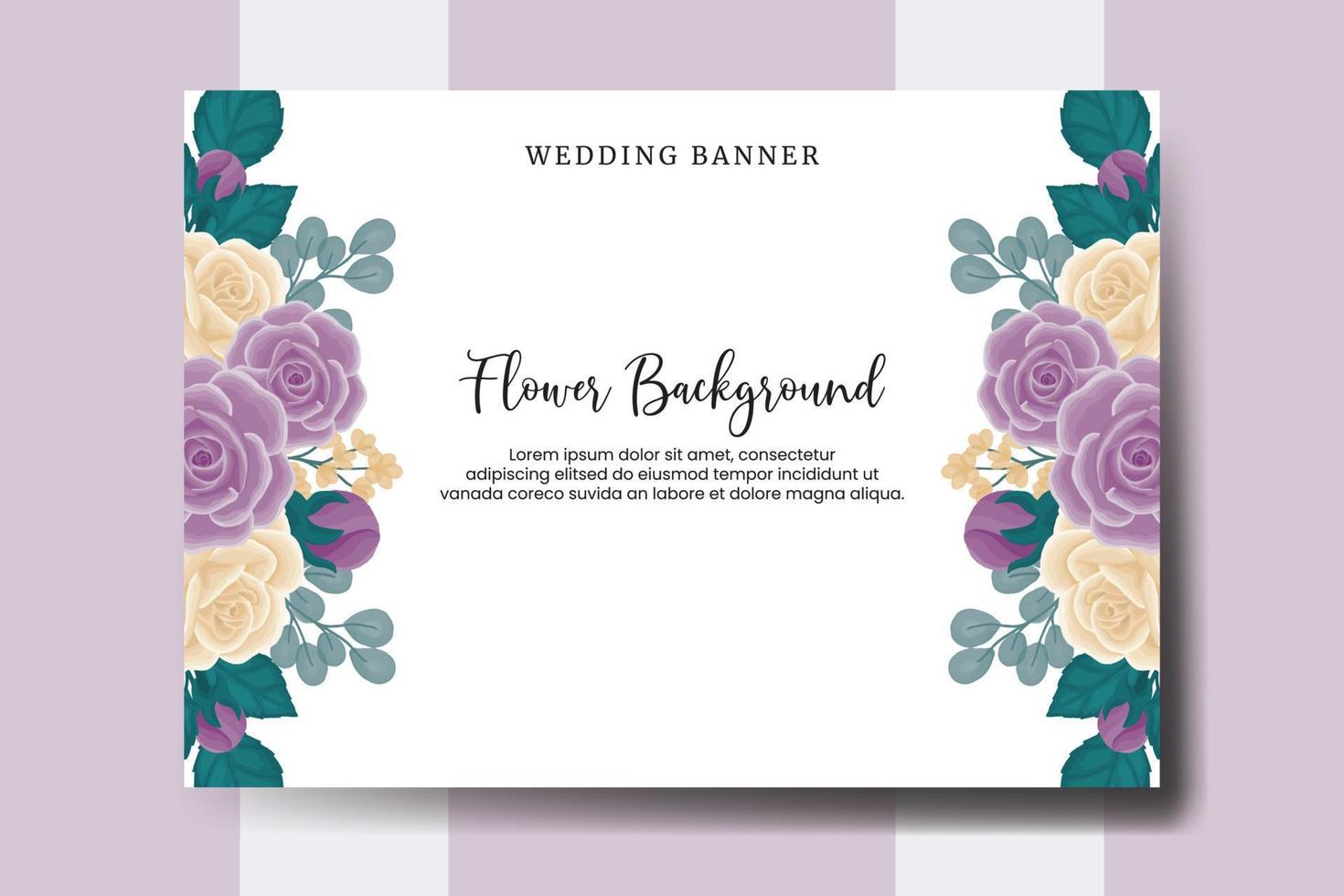 Wedding banner flower background, Digital watercolor hand drawn Rose Flower design Template vector