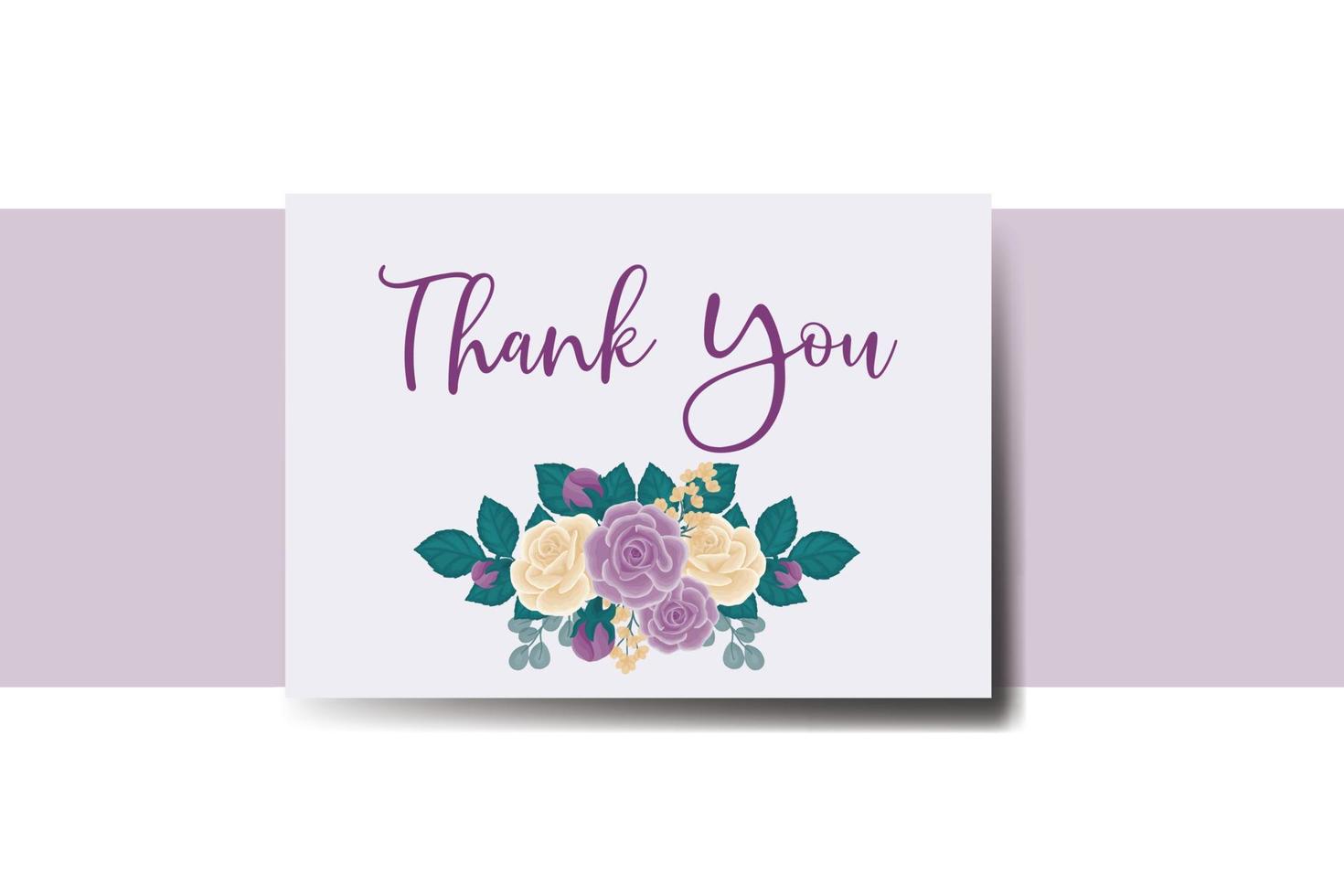 Thank you card Greeting Card Rose Flower Design Template vector