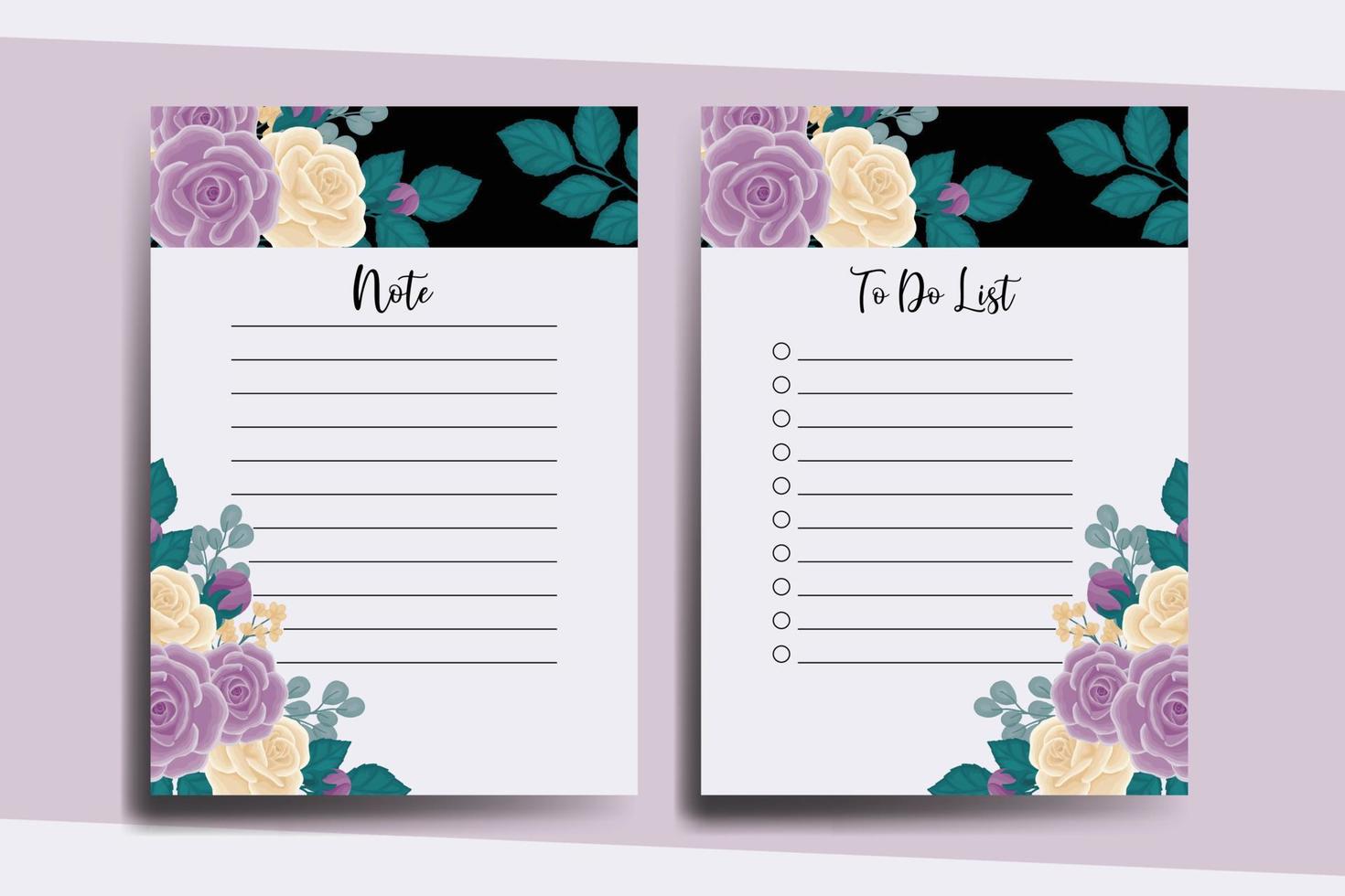 To do list Planner template Rose Flower Design vector