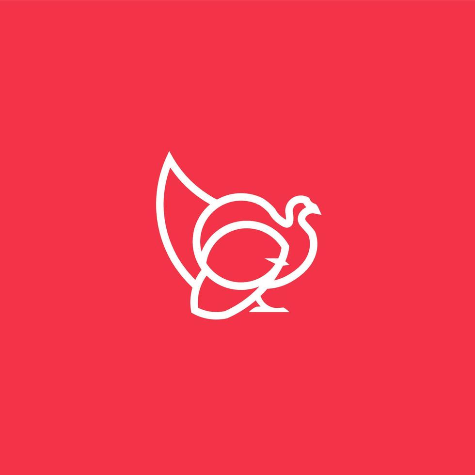 Turkey Line Art. Simple Minimalist Logo Design Inspiration. Vector Illustration.