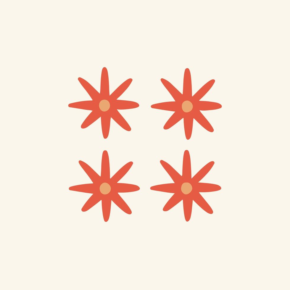 Red Pink Tropical Flower Symbol. Social Media Post. Floral Vector Illustration.