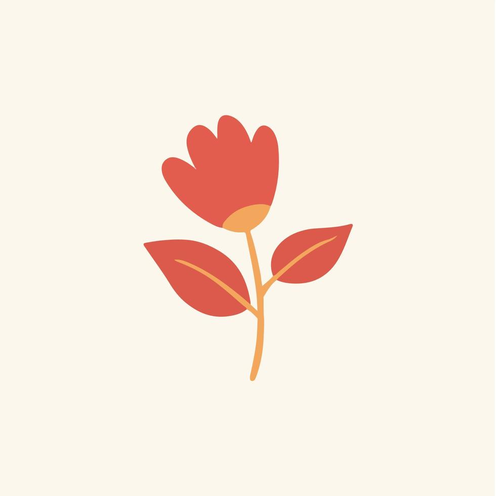 Red Pink Tropical Flower Symbol. Social Media Post. Floral Vector Illustration.