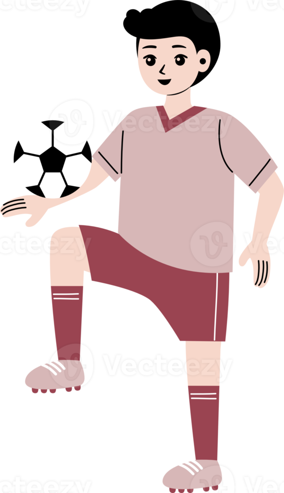 Junge spielen Fußball Charakter Illustration png