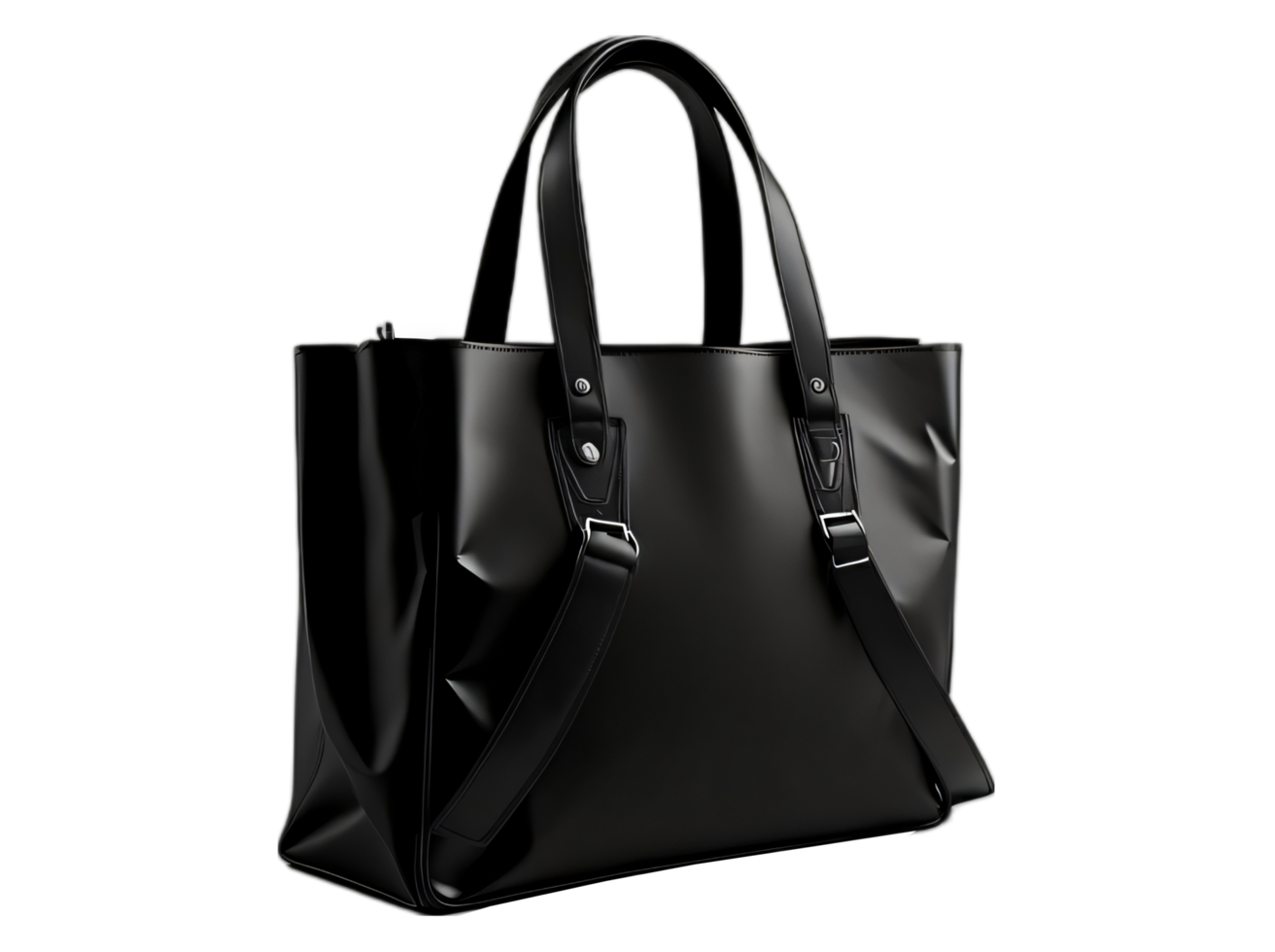 Black leather bag isolated on transparent background png