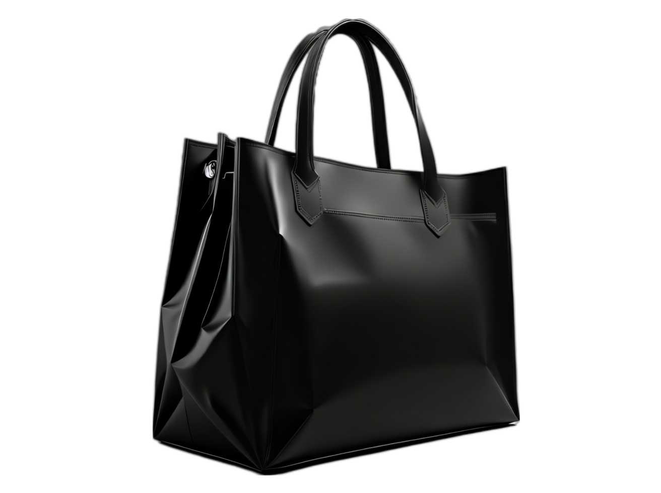 Black leather bag isolated on transparent background png