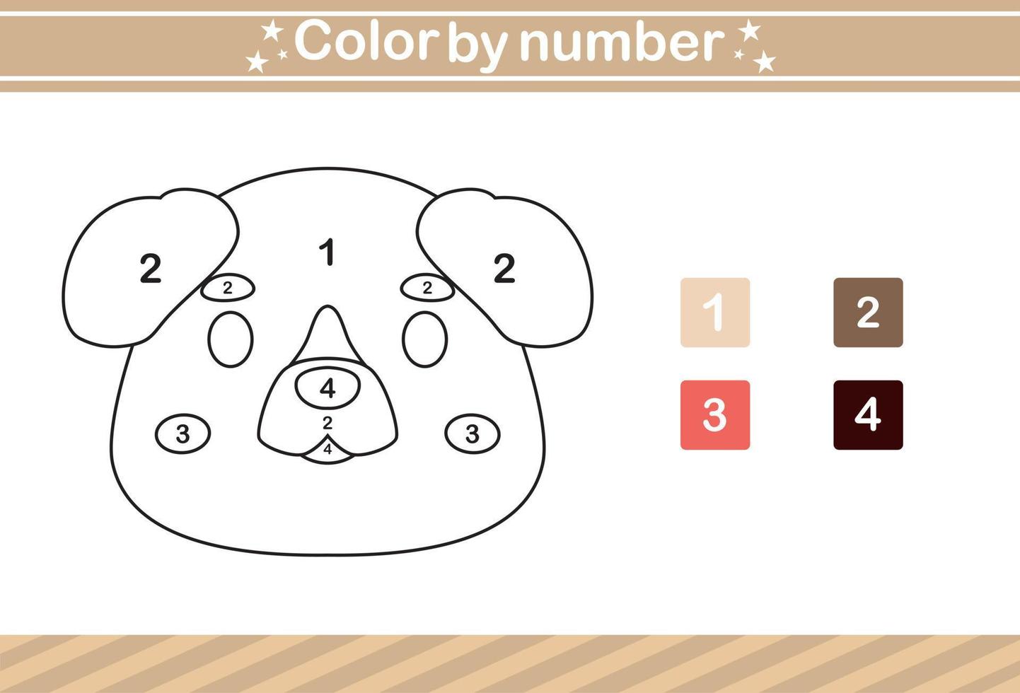 colorear por número de animales lindos. juego educativo adecuado para niños y preescolar vector