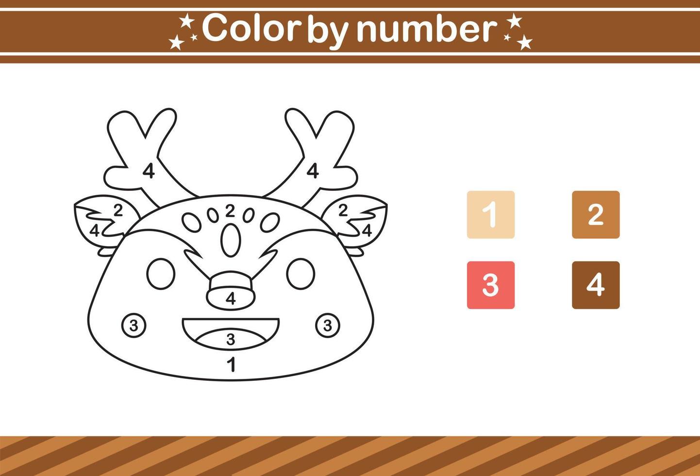 color by number of cute animal.Educational game suitable for kids and preschool vector