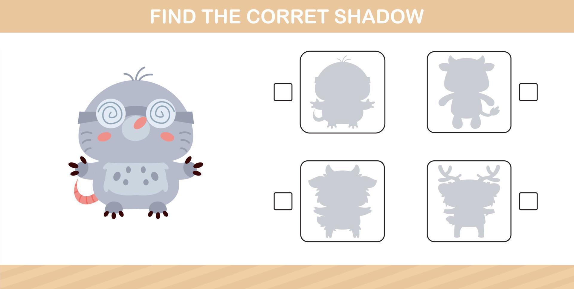hallazgo el correcto sombra de linda animal educación página juego para jardín de infancia y preescolar vector