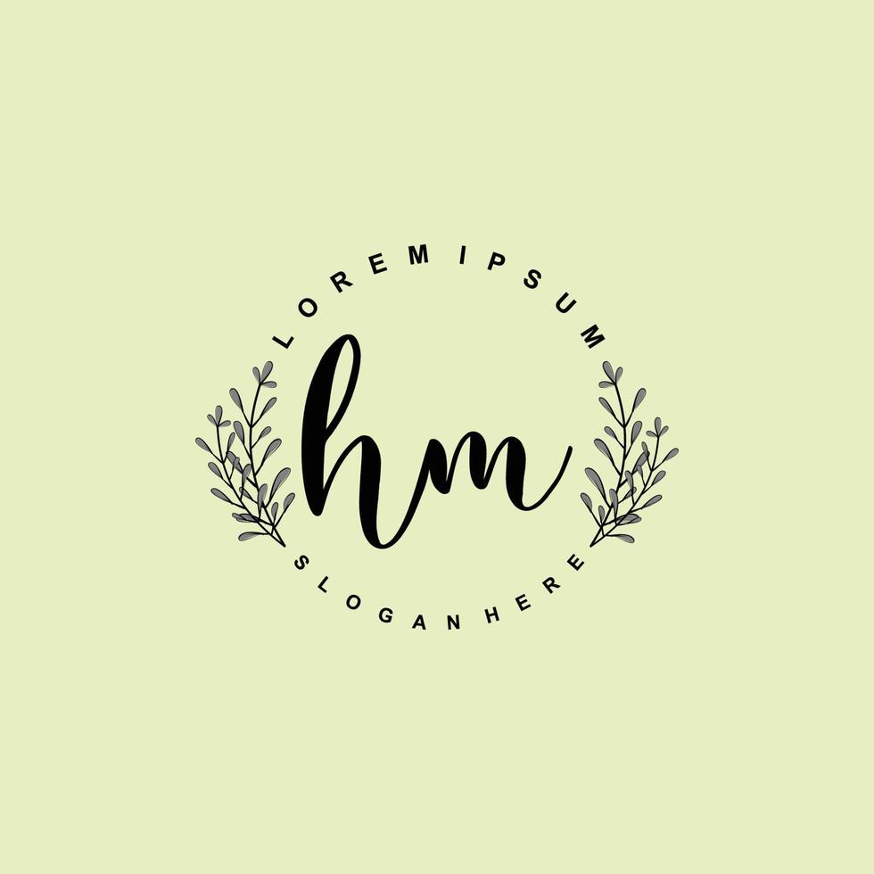 HM Initial beauty floral logo template vector