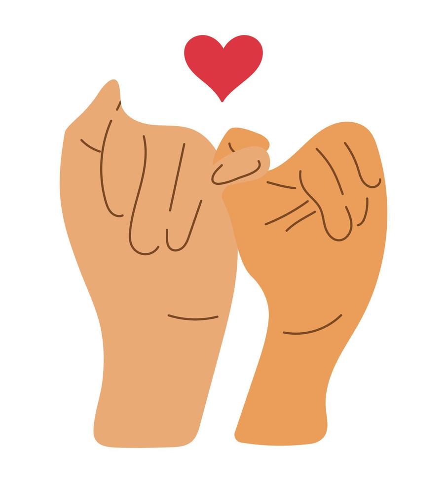 Reconciliation on the little fingers. Concept of friendship and trust vector