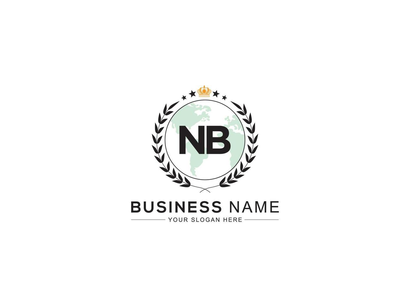 Minimalist Nb Logo Icon, Luxury Crown and Three Star NB Business Logo Letter Design vector