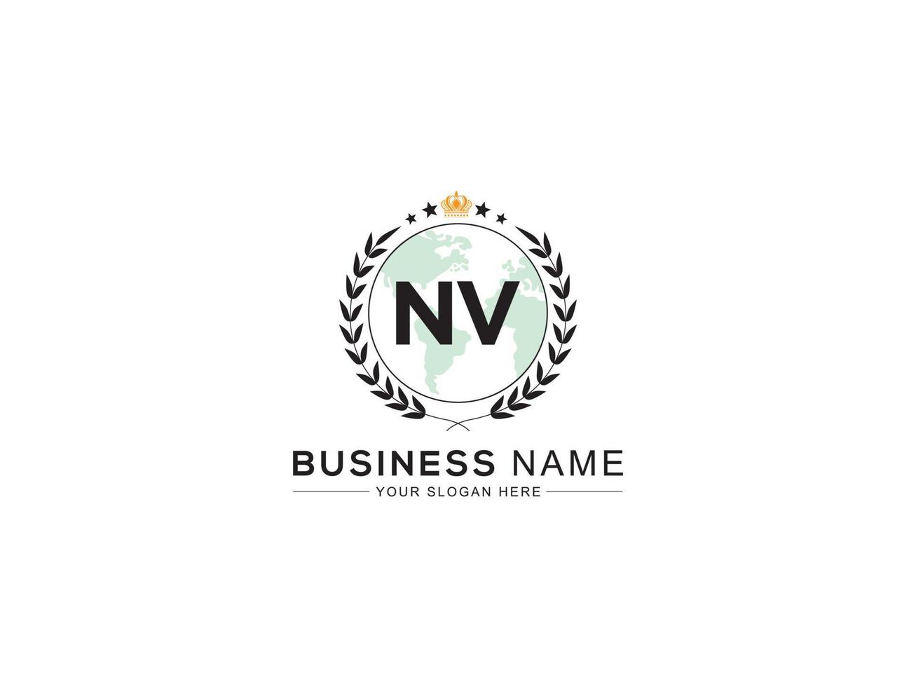 Minimalist Nv Logo Icon, Luxury Crown and Three Star NV Business Logo Letter Design vector