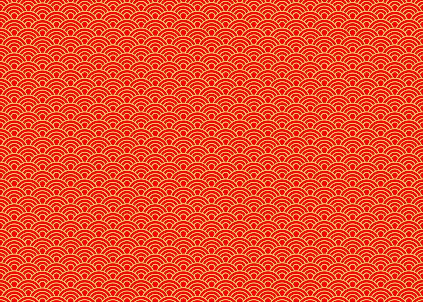 Seamless red background with Asian wave pattern. Beautiful design for wallpaper, card, fabric, banner, wrapping paper. vector