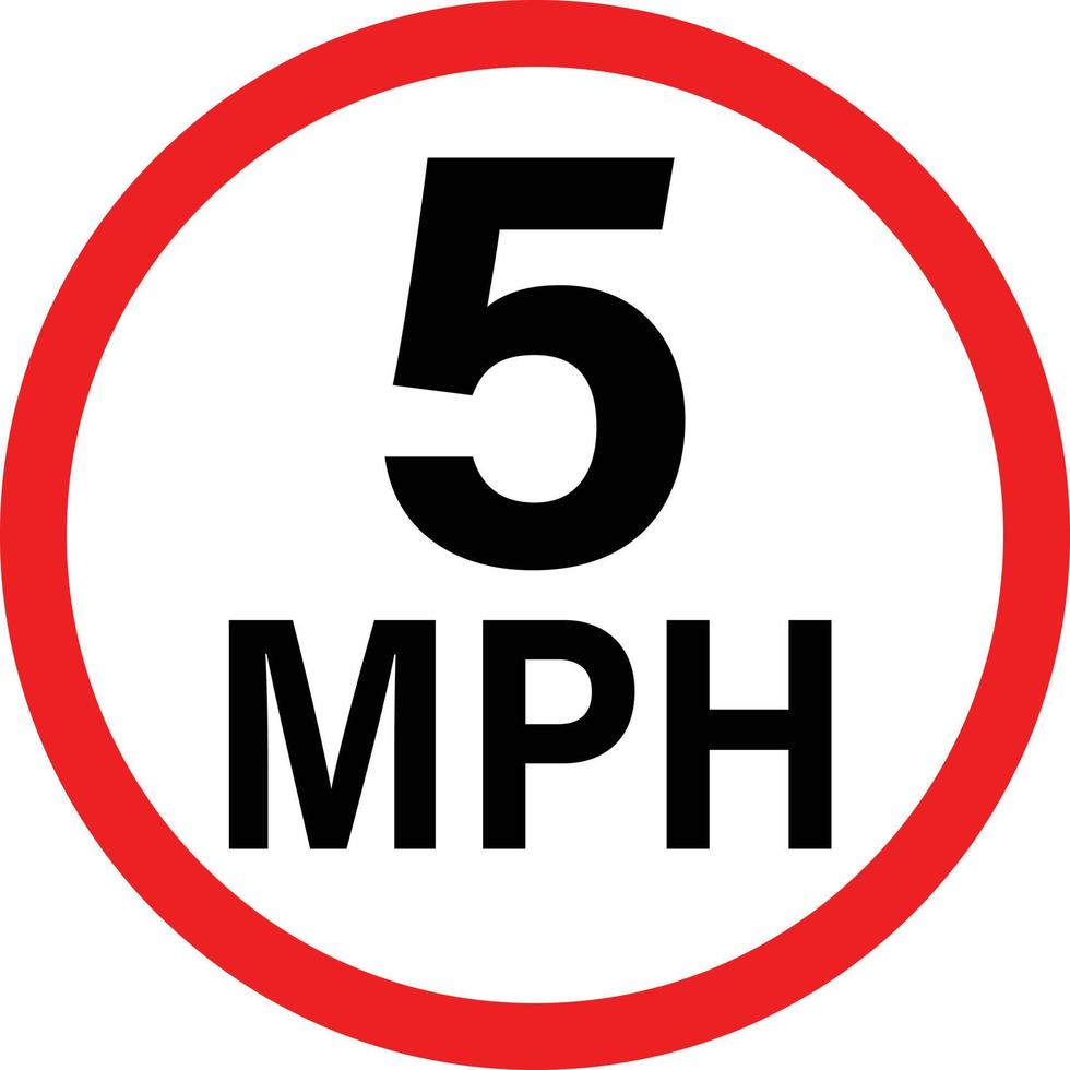 5 mph vehicle speed limit sign. 5MPH road traffic sign slow drive. flat style. vector