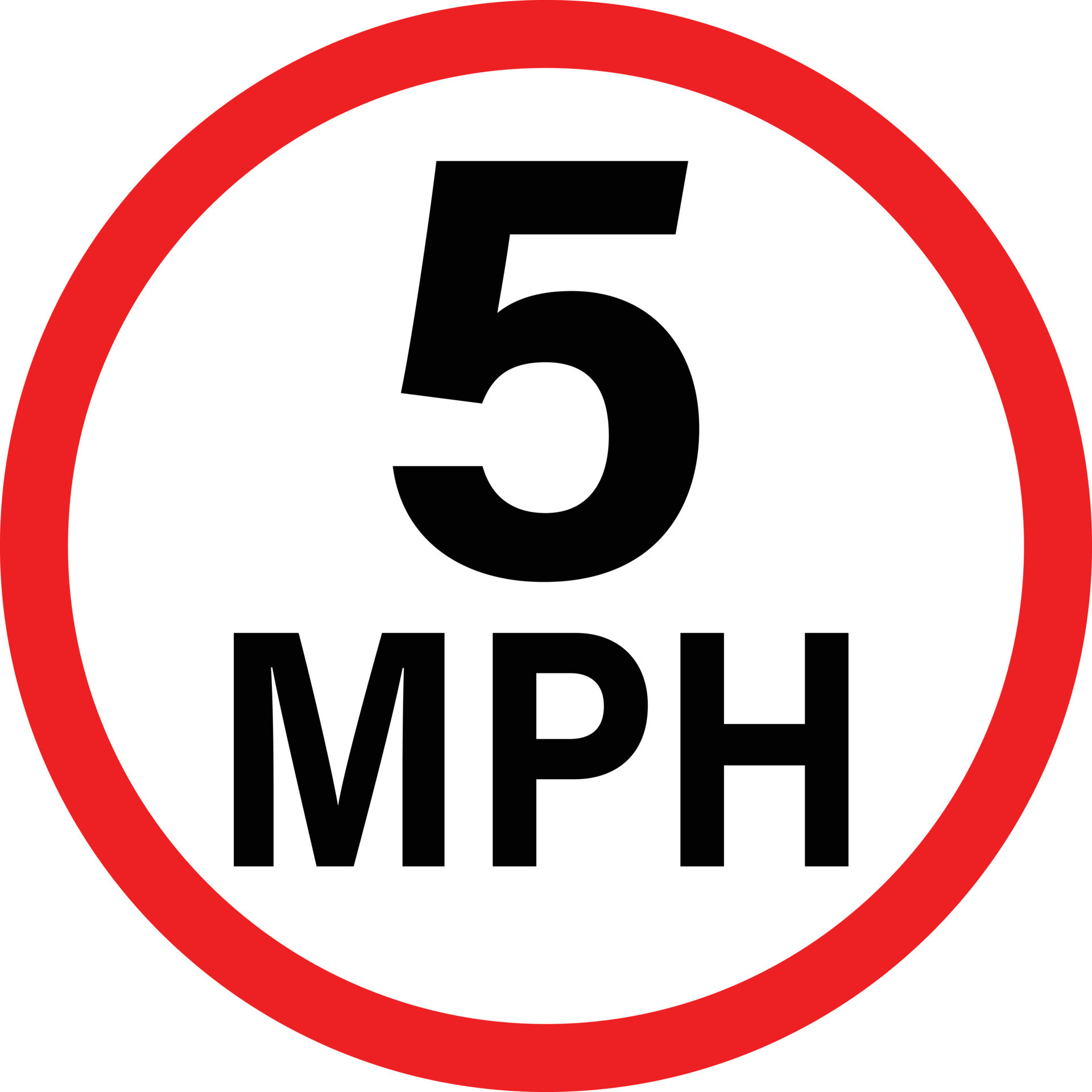 5 Mph Vehicle Speed Limit Sign 5MPH Road Traffic Sign Slow Drive Flat 