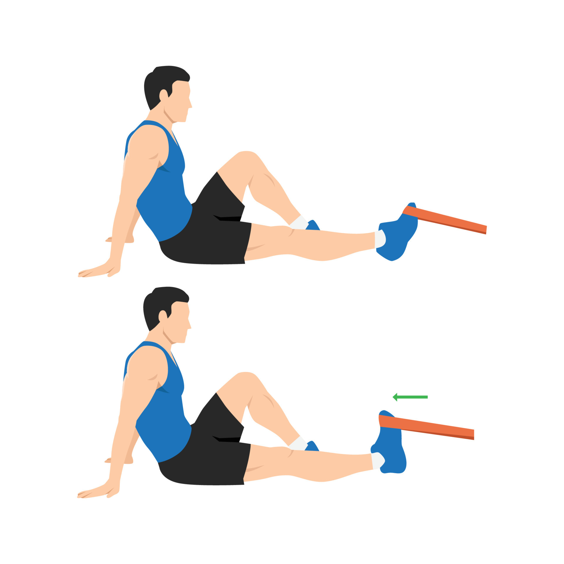 Man doing resistance band dorsiflexion exercise stretch. Ankle exercise  22915229 Vector Art at Vecteezy