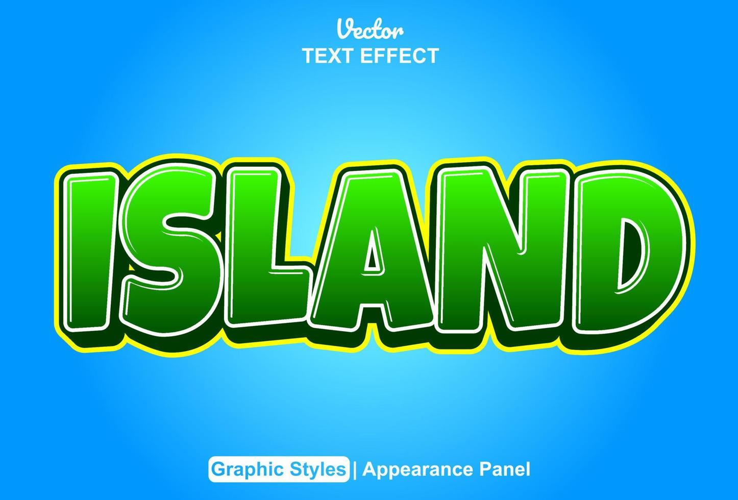 island text effect with green graphic style and editable. vector