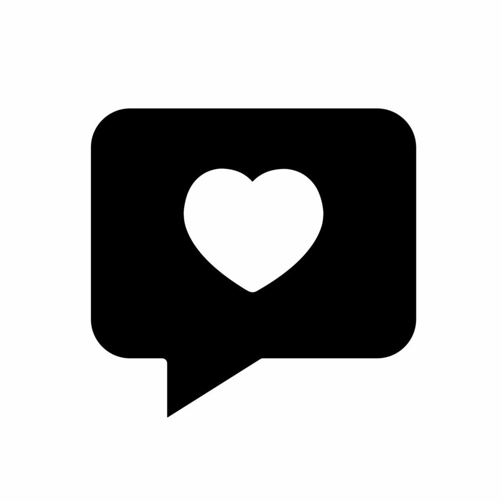 Speech and heart icon vector simple illustration.