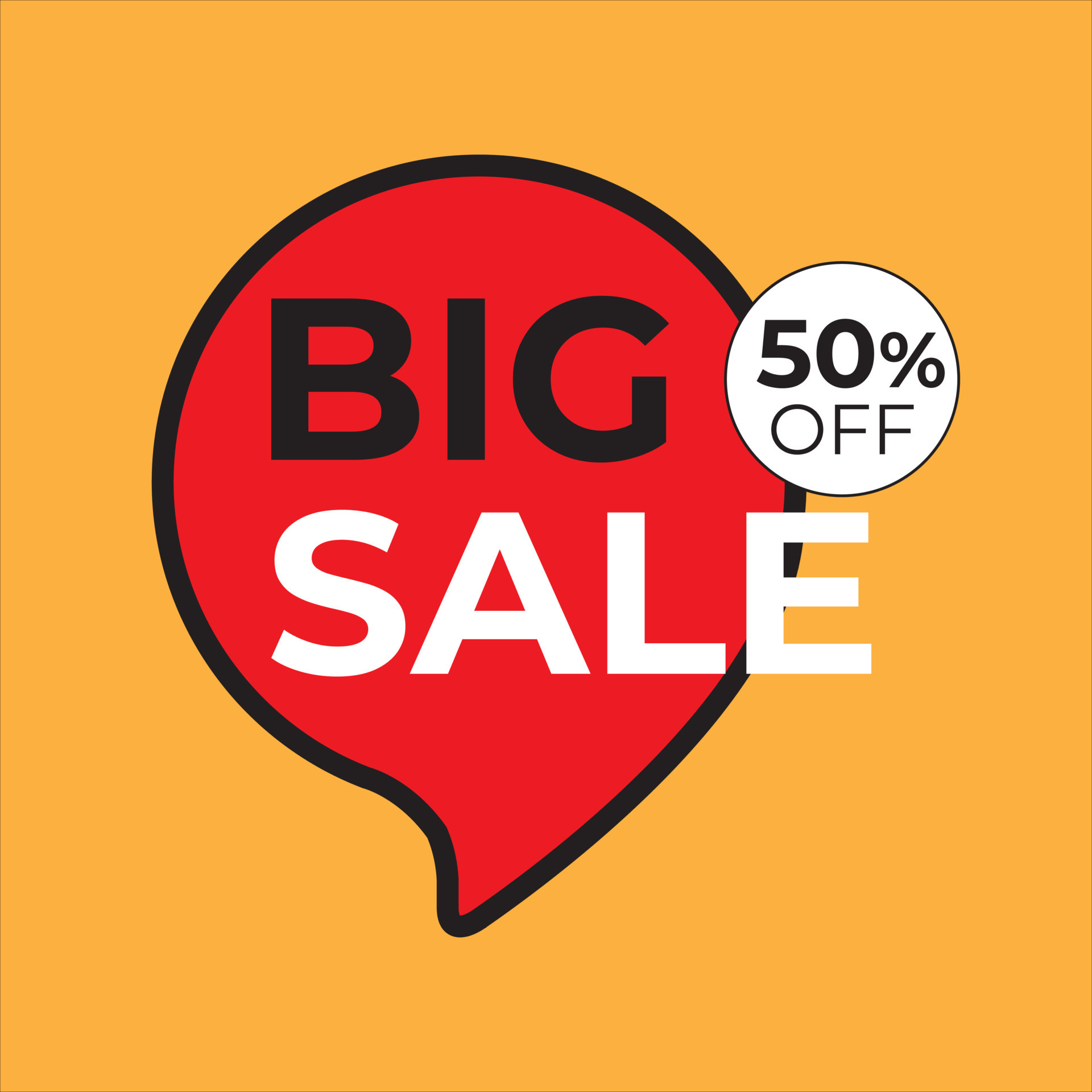 Square vector banner design with rounded corners on leg for big sales