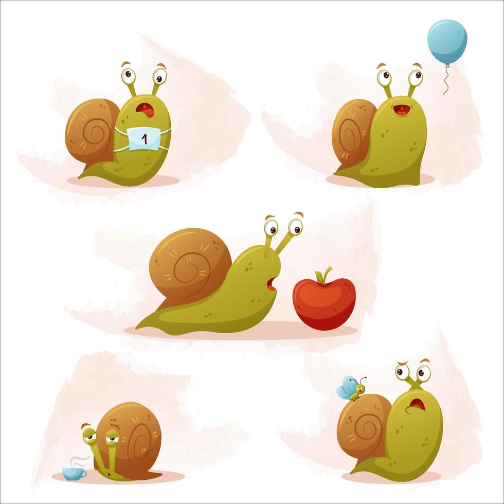 set of cute cartoon snails. vector illustration