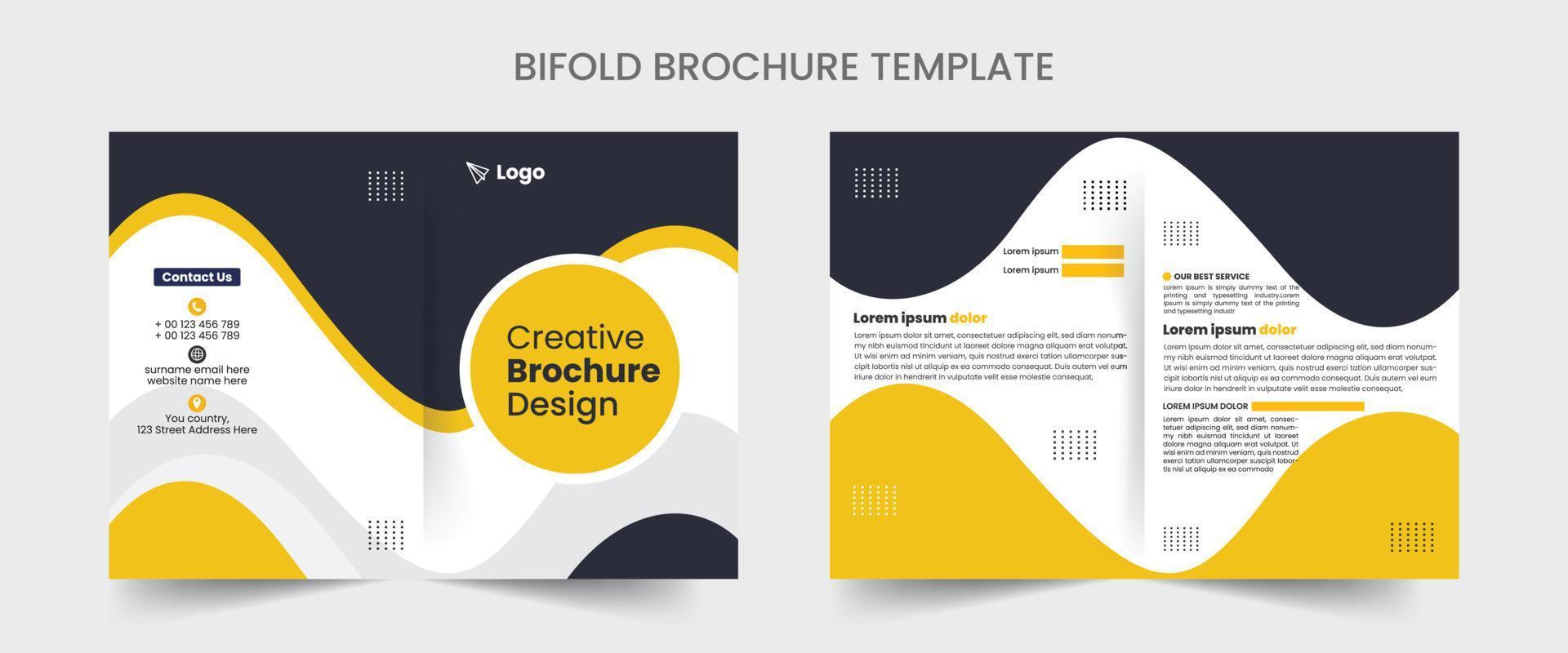 Business bifold brochure or magazine cover design template. Simple and clean colorful pages brochure design business theme. vector