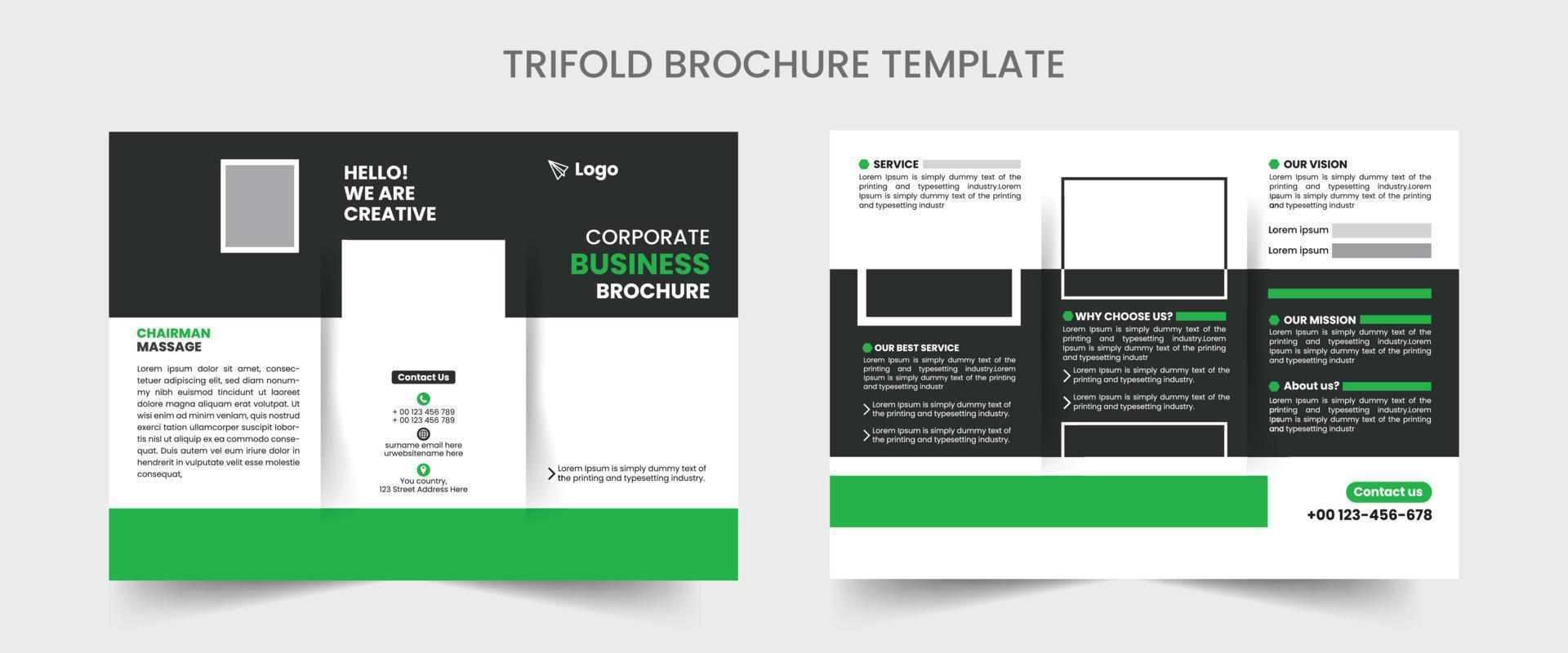 Corporate business trifold brochure template with modern style and minimalist concept. vector
