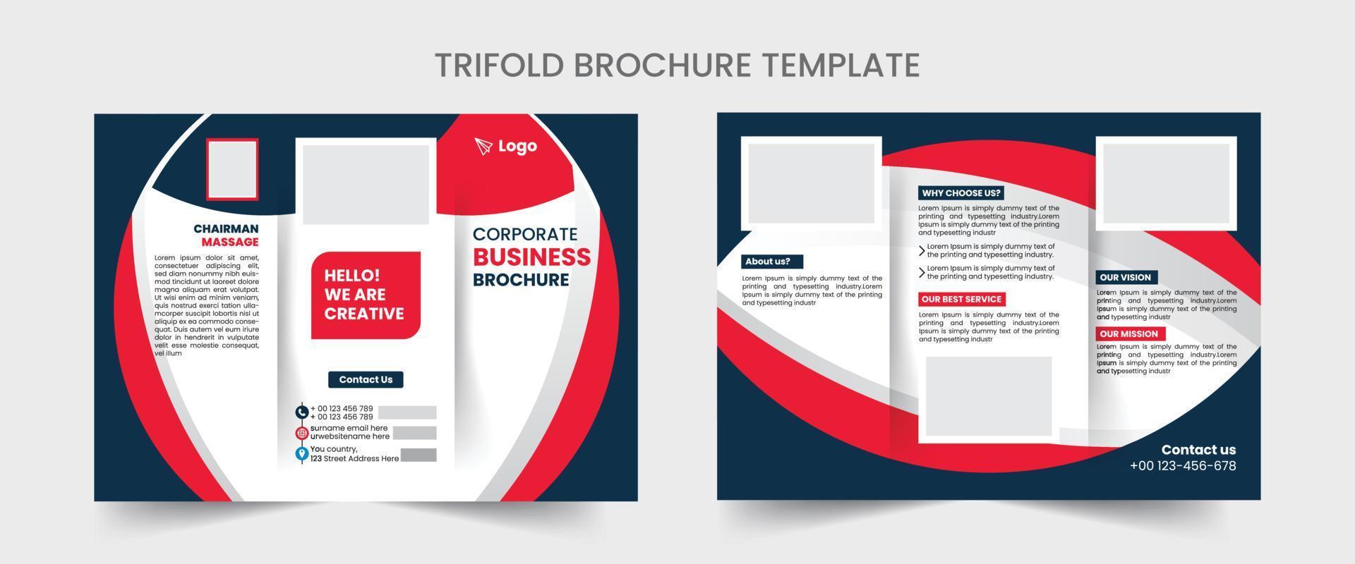 Corporate business trifold brochure template with modern style and minimalist concept. vector