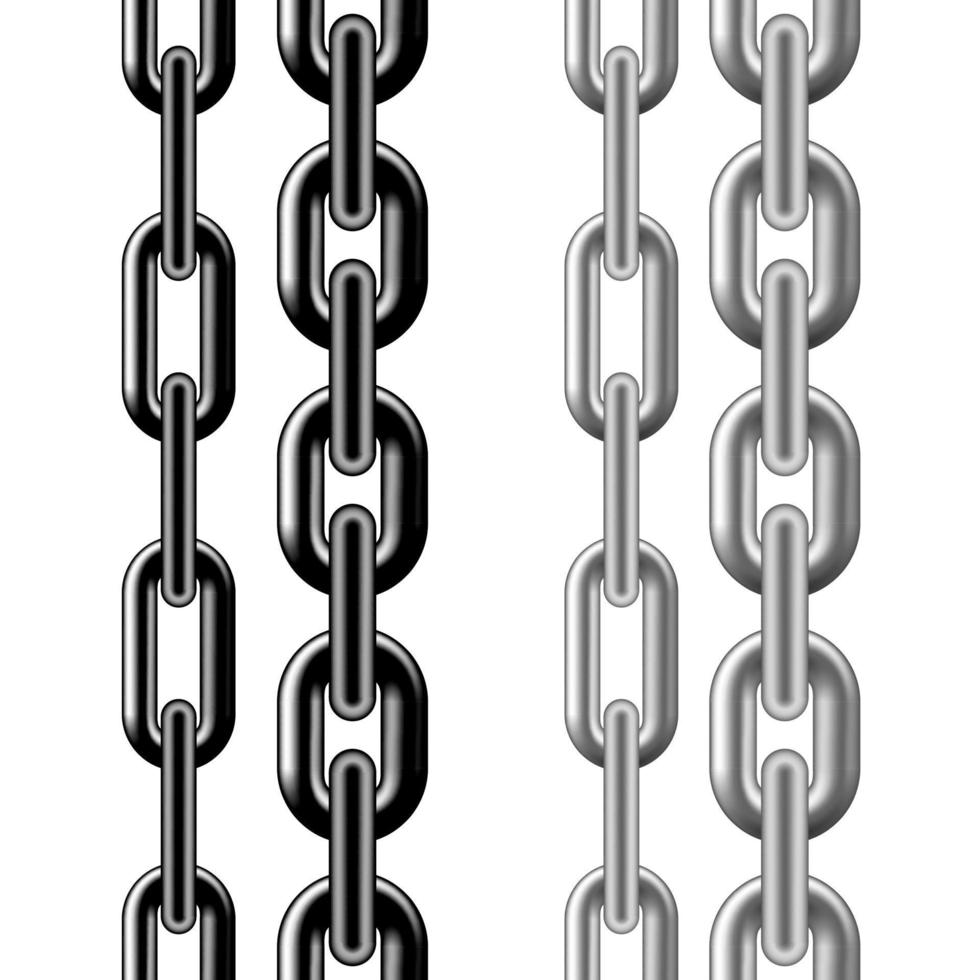 Seamless chain pattern. Black and silver metallic chain texture. vector illustration isolated on white background