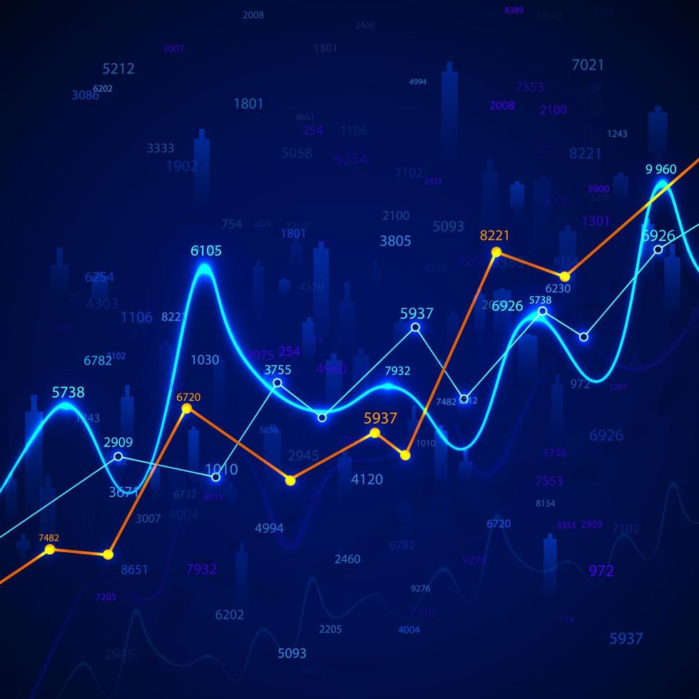 Business graph chart and diagram. Financial research and data monitoring. Market analysis and success statistic. Vector illustration