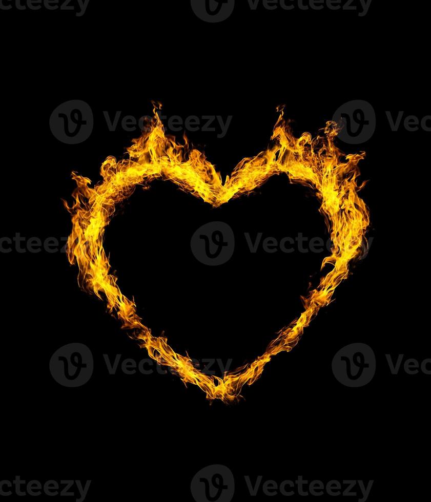 Hearts of fire in black background photo