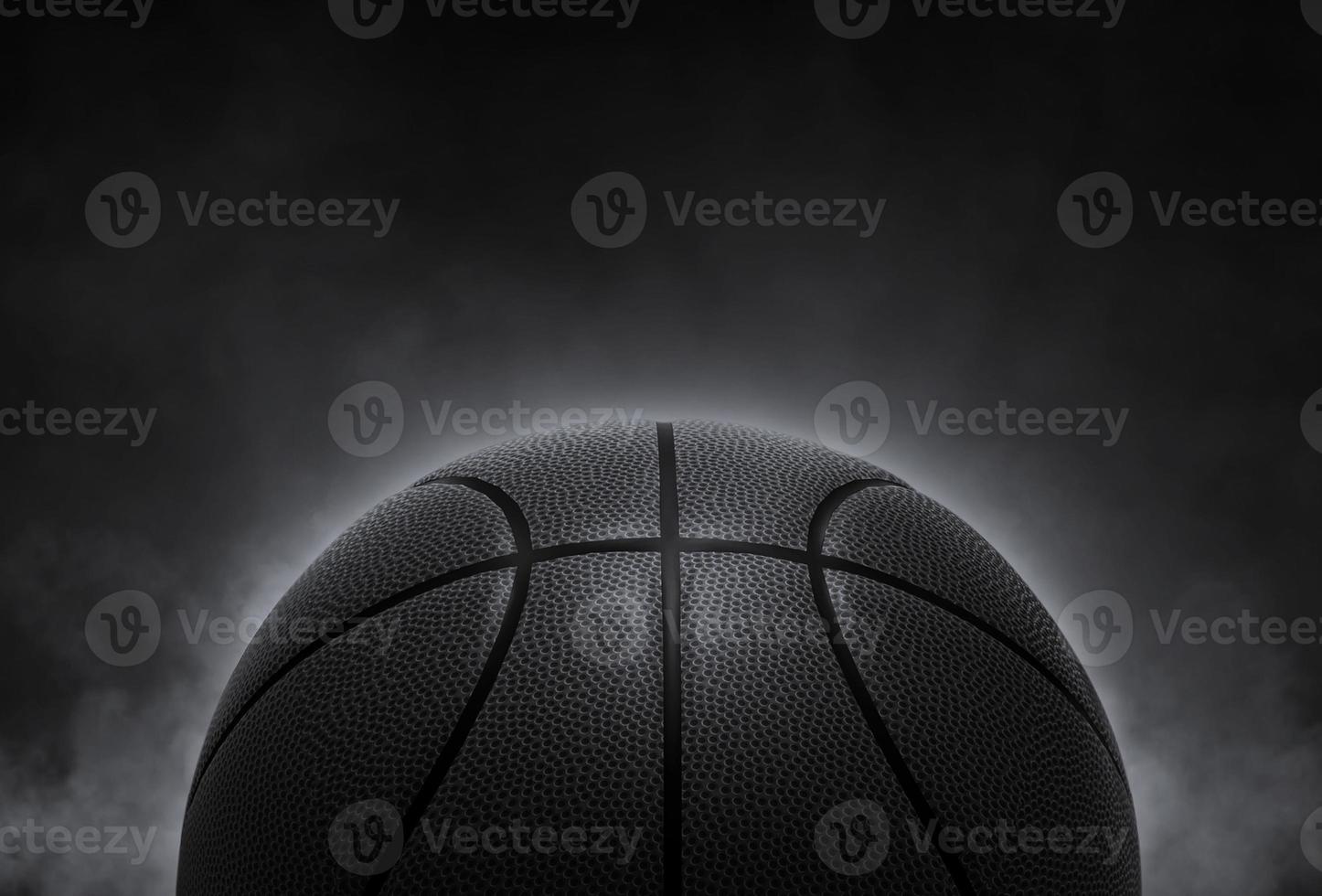 black basketball on smoke background. 3d render photo