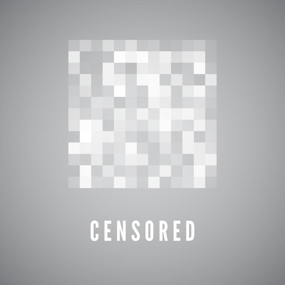 Censorship gray mosaic. Censored data. Pixels blur area. Private content. Vector illustration