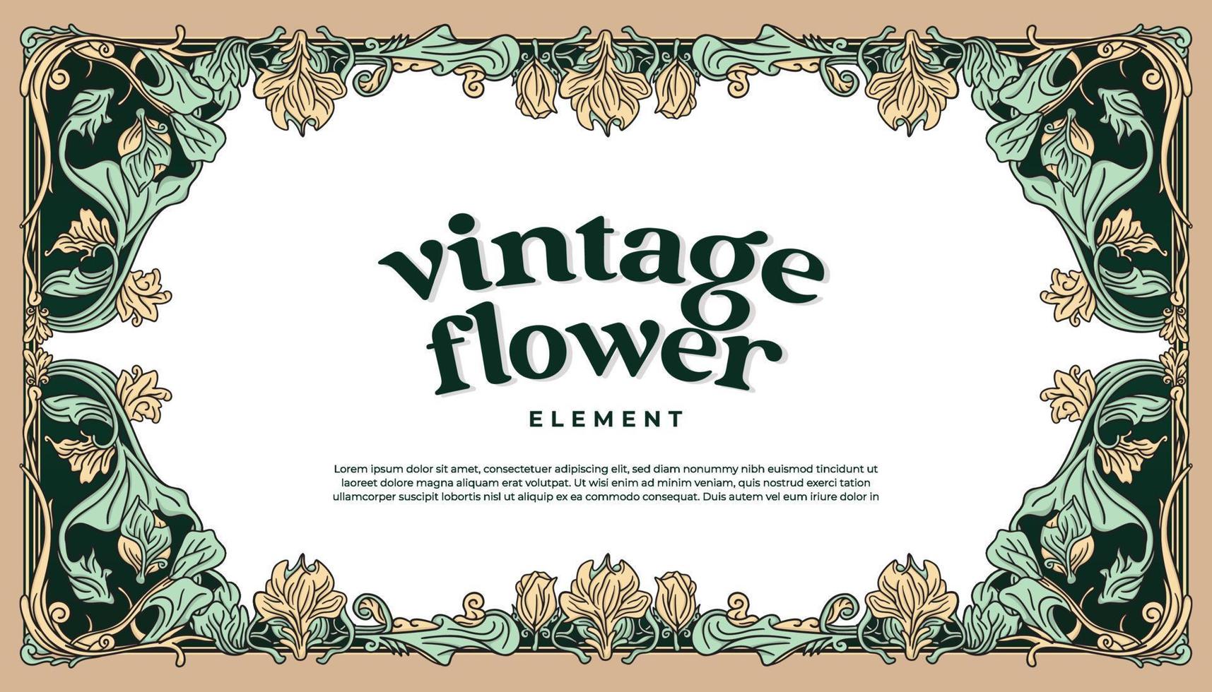 Vintage flower frame border with javanese vibes art nouveau style illustration vector