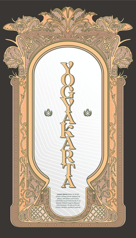 Luxury Yogyakarta typography with border decoration flower, abstract frame illustration vector