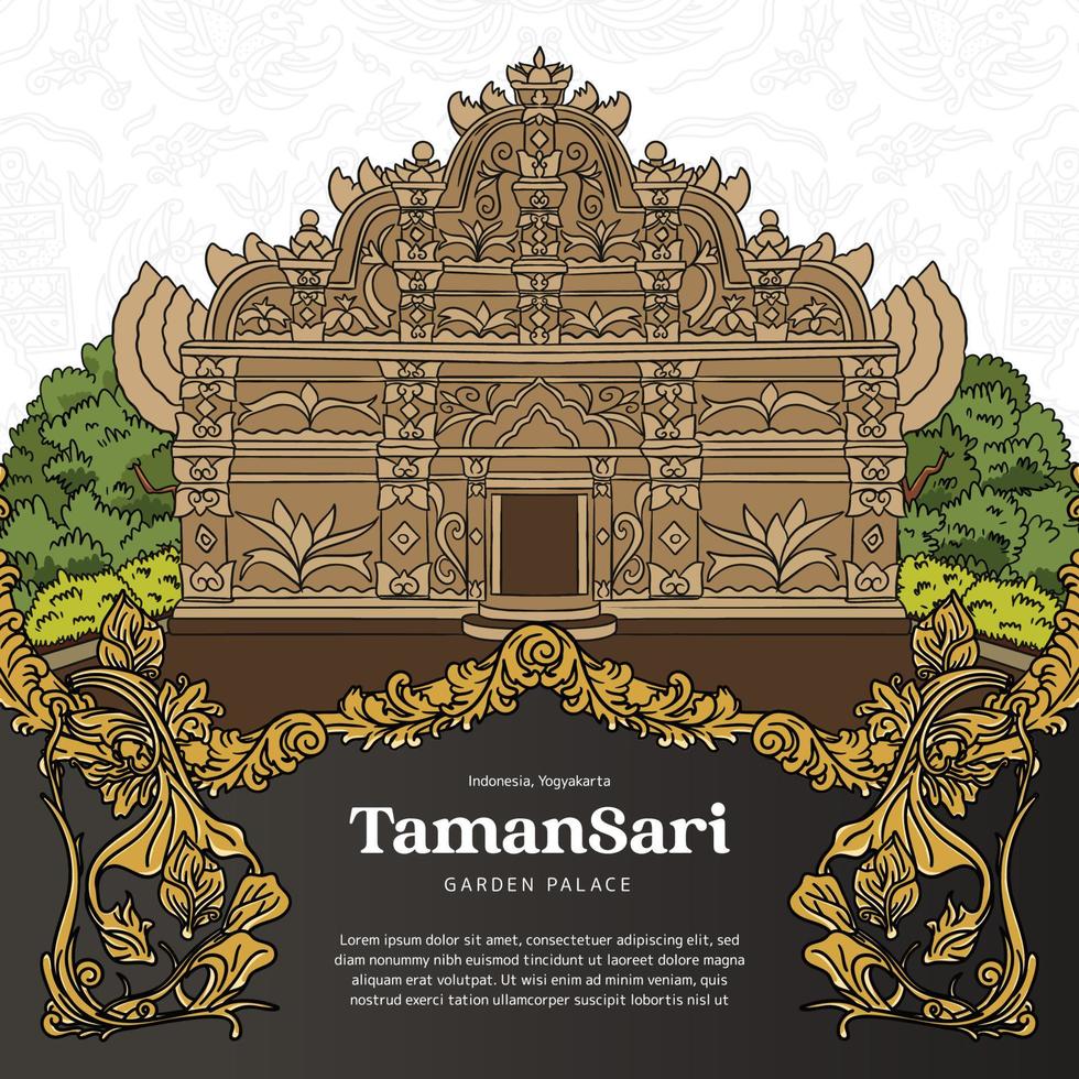 Yogyakarta Tamansari Garden Palace Indonesian Tourism spot illustration vector