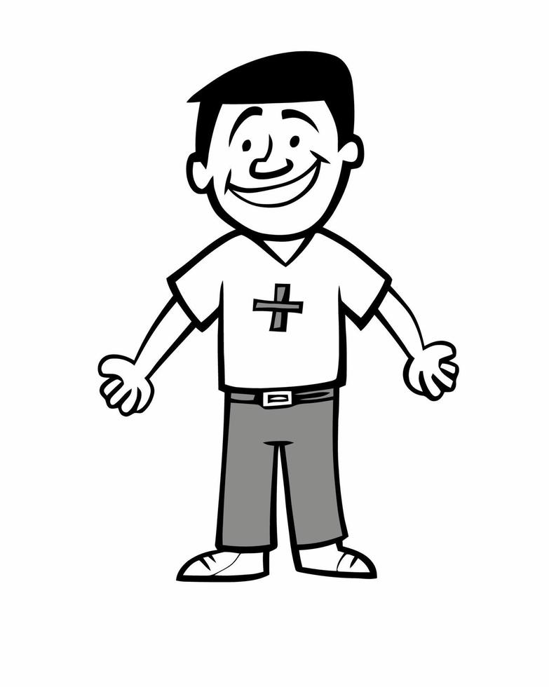 Religious Man with Cross on Shirt vector