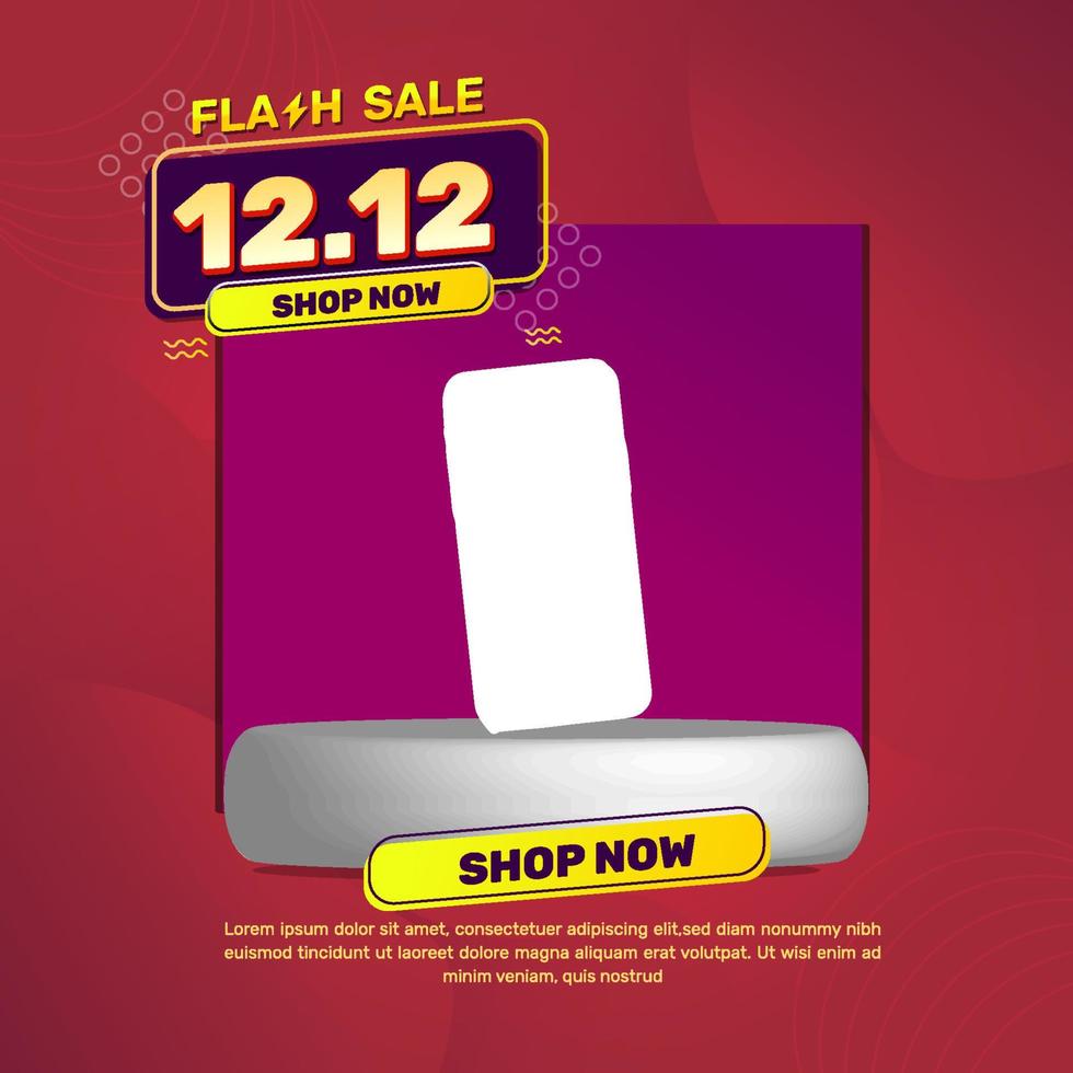 Flash sale 12.12 template with item view, using red, yellow, and purple colors. using an abstract style, very suitable for your business vector