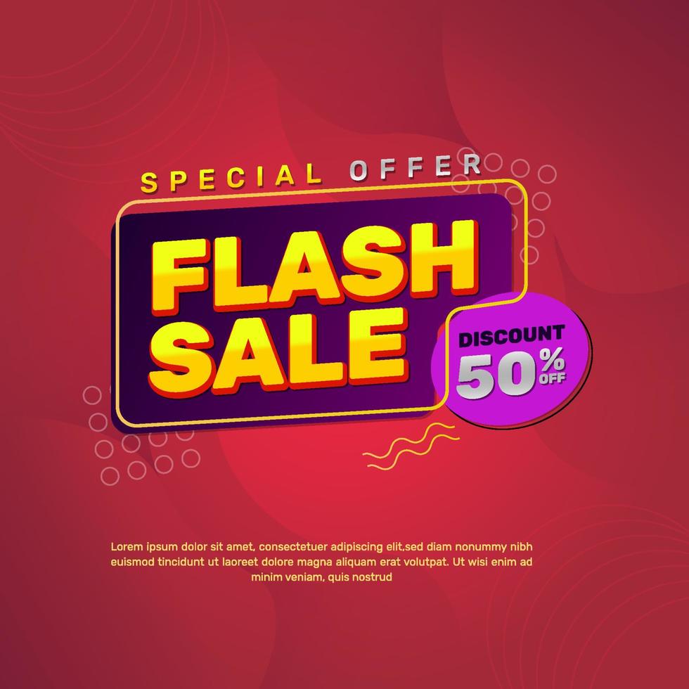 Flash sale template, in red, yellow, and purple colors. using an abstract style, very suitable for your business vector