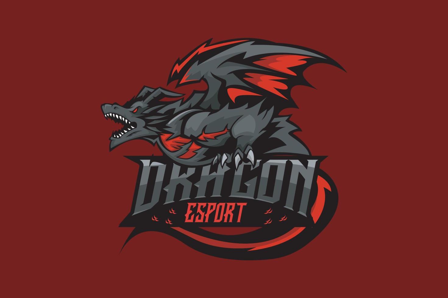 DRAGON  MASCOT LOGO FOR ESPORT TEAM ILLUSTRATION VECTOR