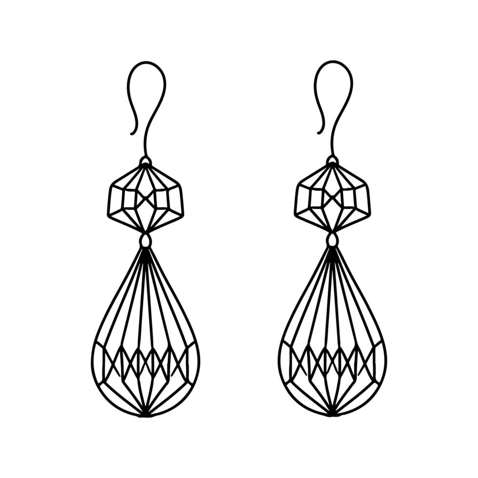 Earrings in hand drawn doodle style. Vector illustration isolated on white. Coloring page.