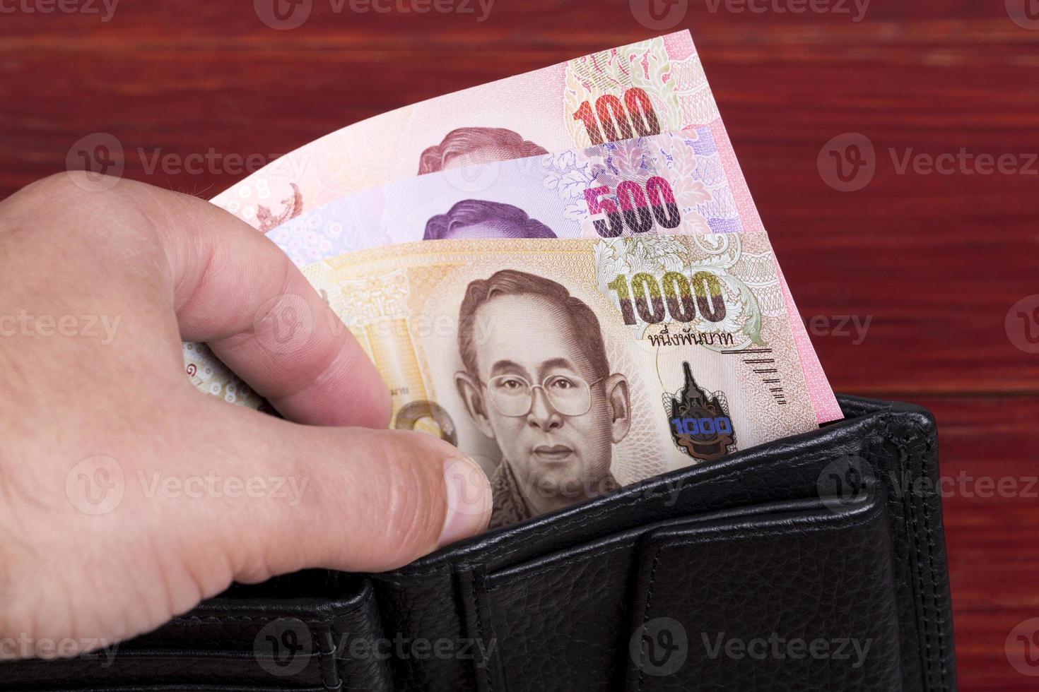 Thai money - baht in the black wallet photo