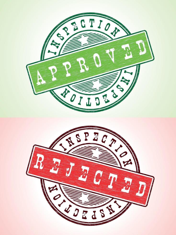 Green And Red Stamps For Inspection Approval vector