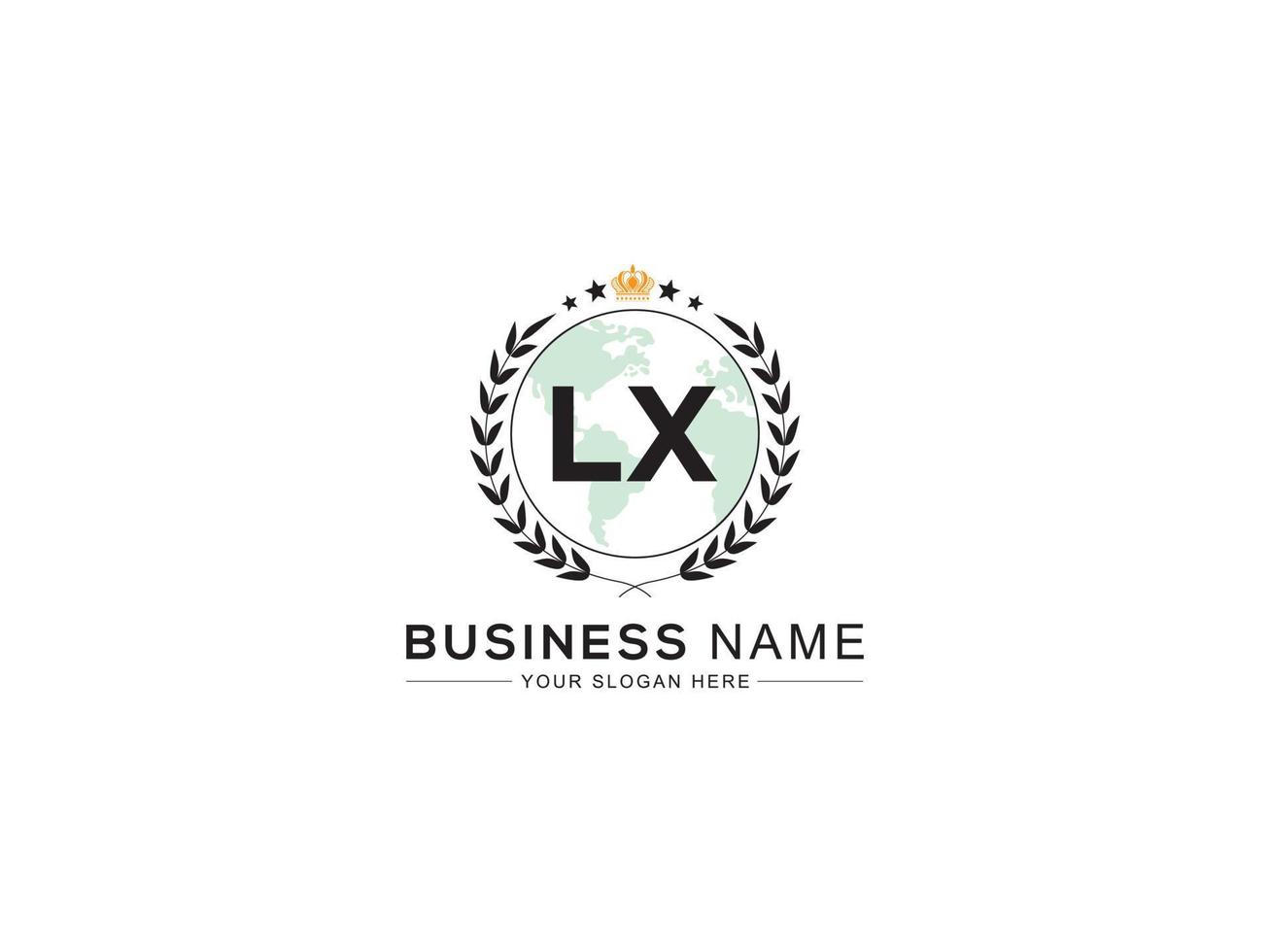 Modern Minimalist Lx Crown Logo, Professional LX Logo Letter Design For Shop vector