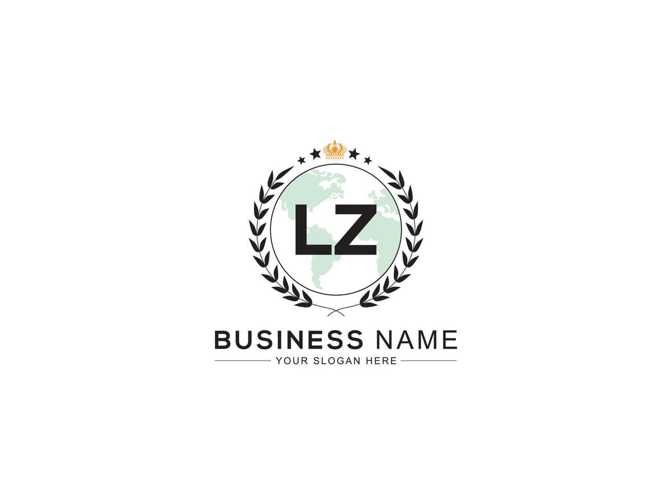 Modern Minimalist Lz Crown Logo, Professional LZ Logo Letter Design For Shop vector