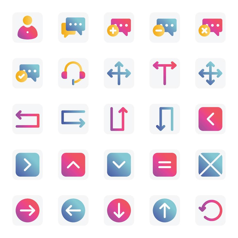 Gradient color icons for Universal web and mobile. vector