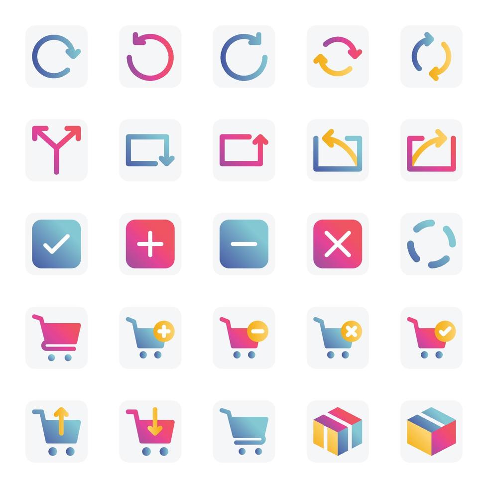 Gradient color icons for Universal web and mobile. vector