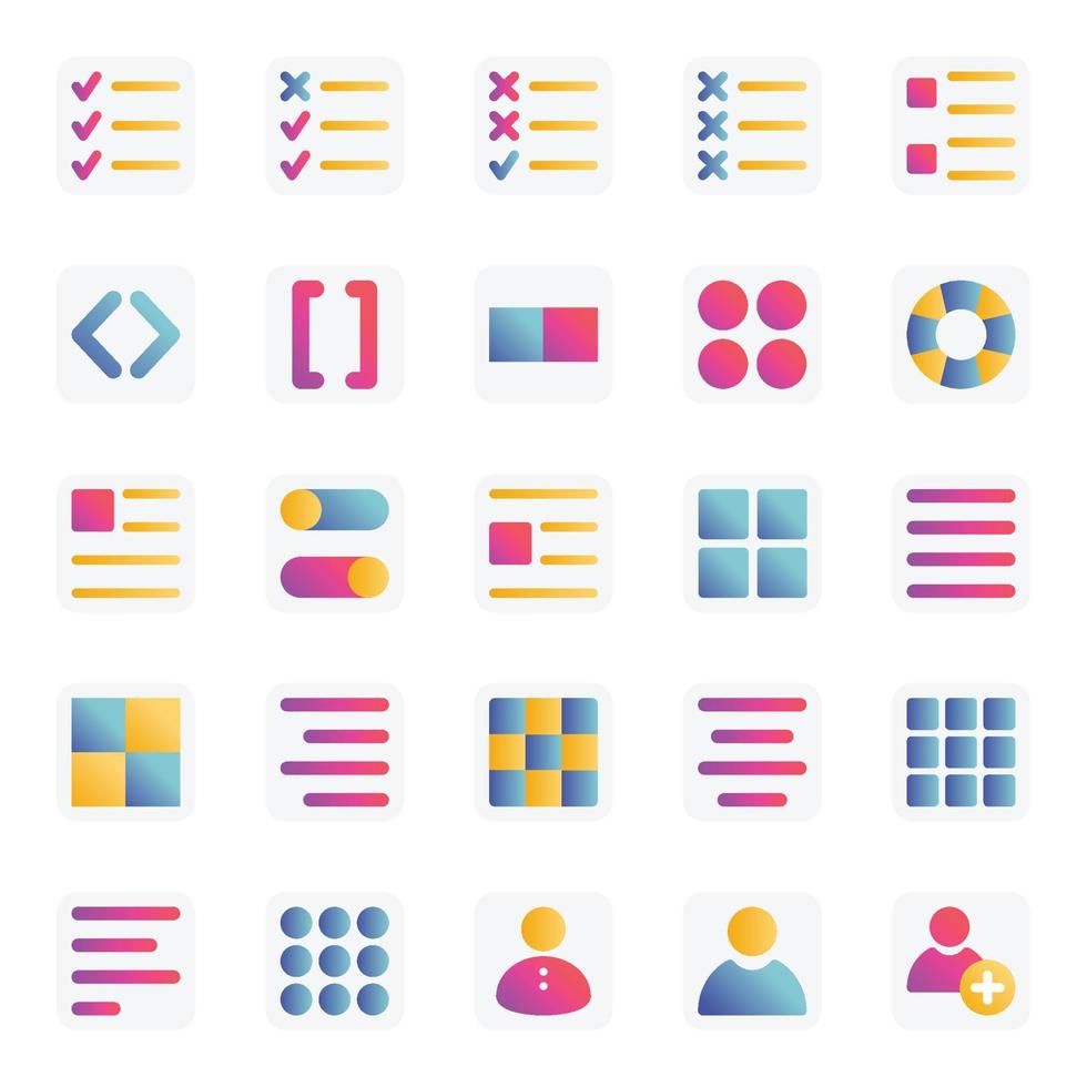 Gradient color icons for Universal web and mobile. vector