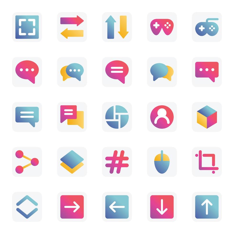 Gradient color icons for Universal web and mobile. vector