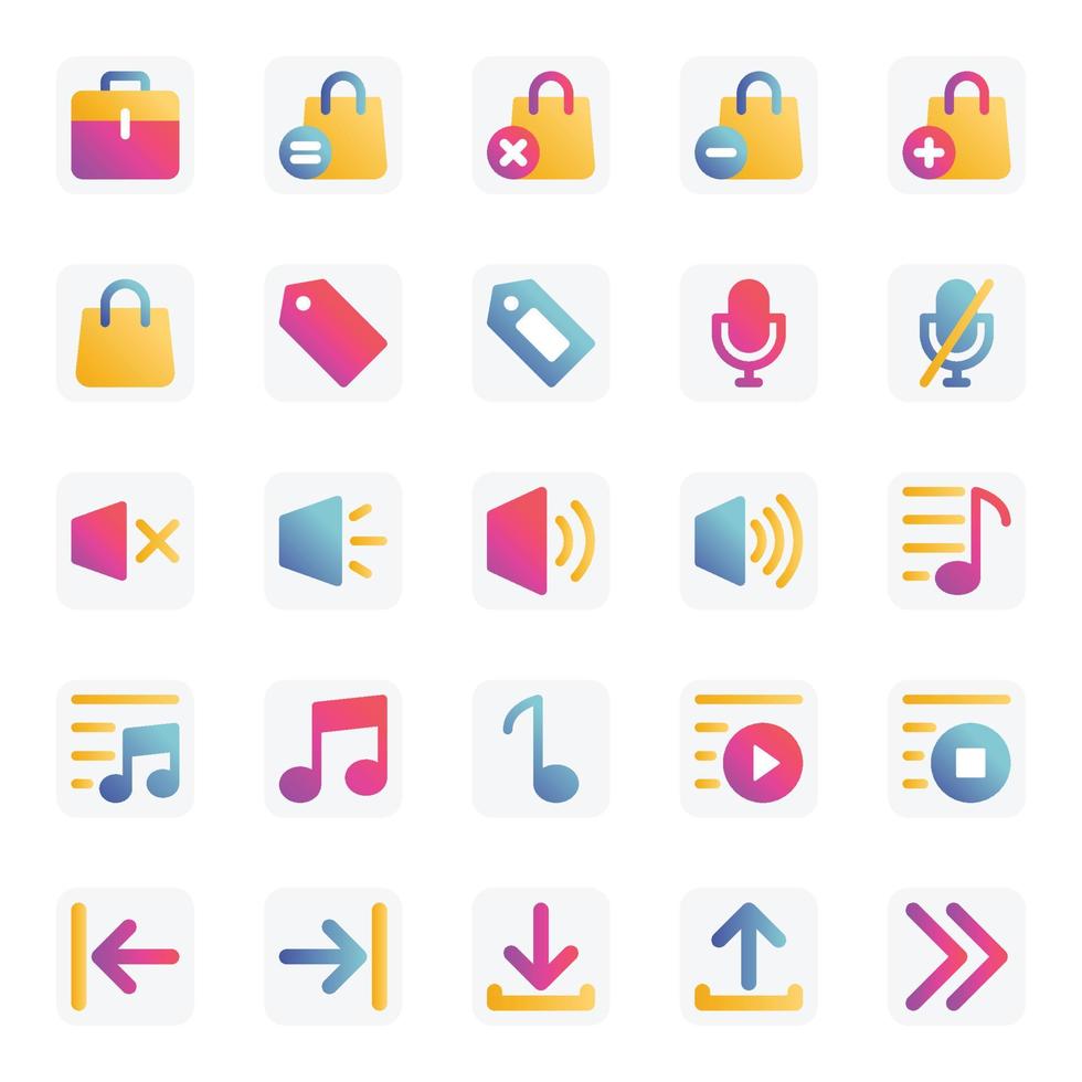 Gradient color icons for Universal web and mobile. vector